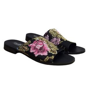 Shellys London Enya Festival Floral Embroidered Feminine Resort Slide Size 8.5